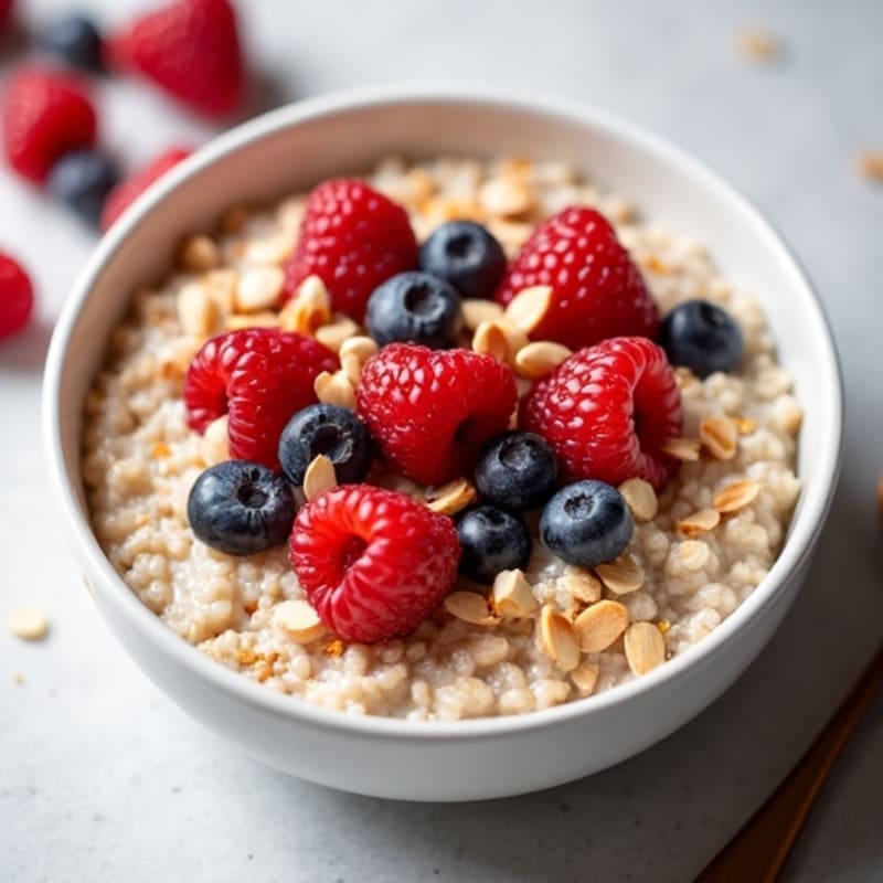 Creamy Berry Oatmeal with Toasted Nuts