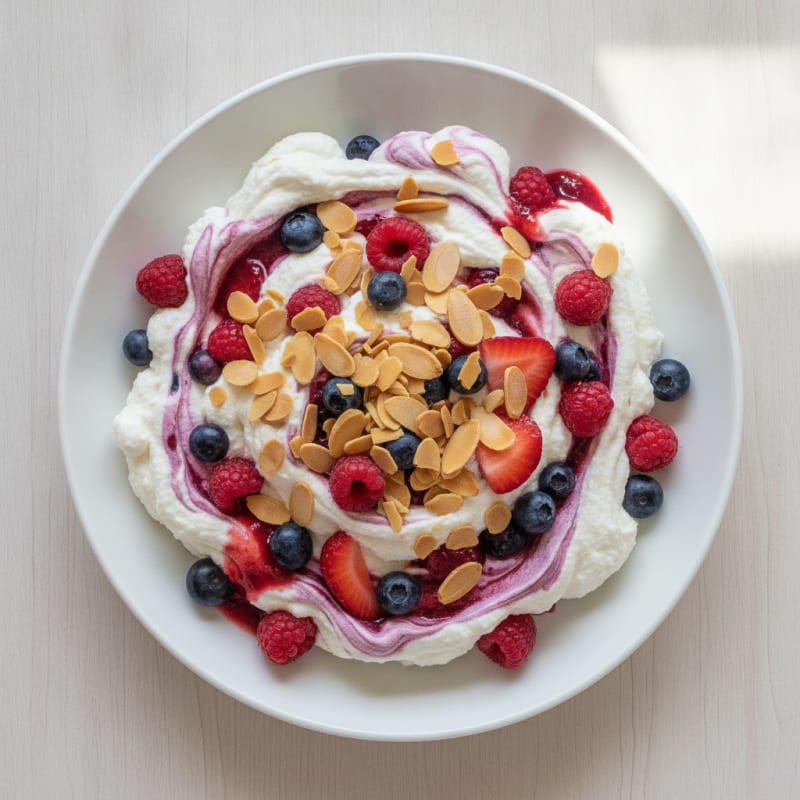 Greek Yogurt Protein Mousse with Mixed Berries
