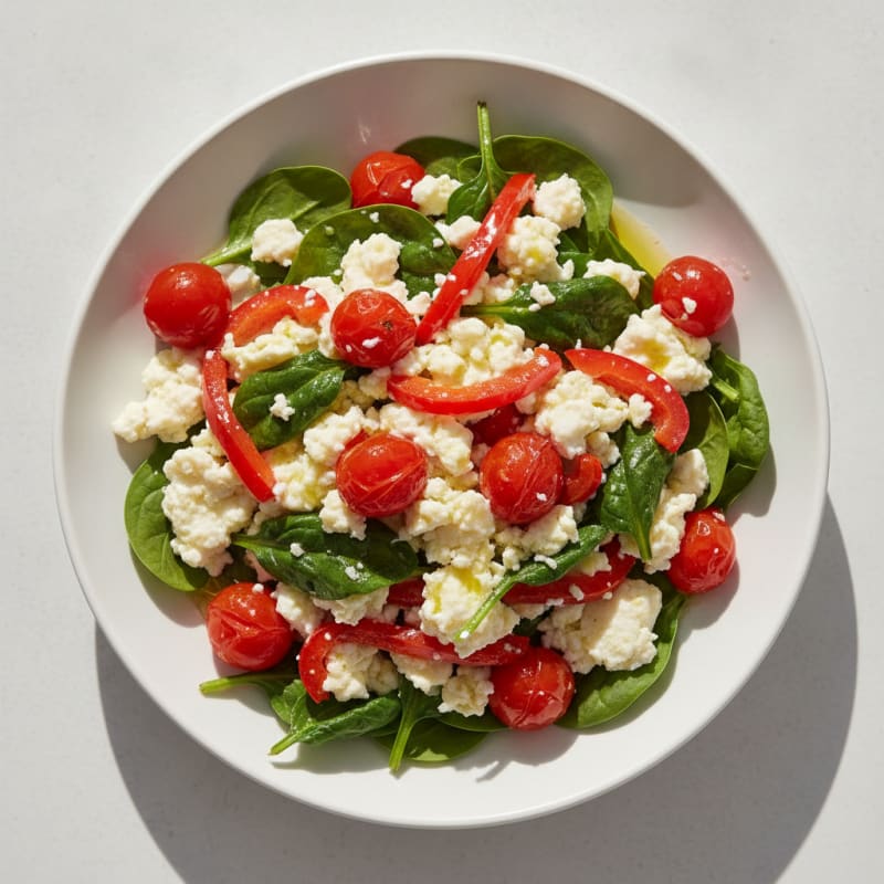 Egg White and Veggie Scramble with Spinach and Cherry Tomatoes