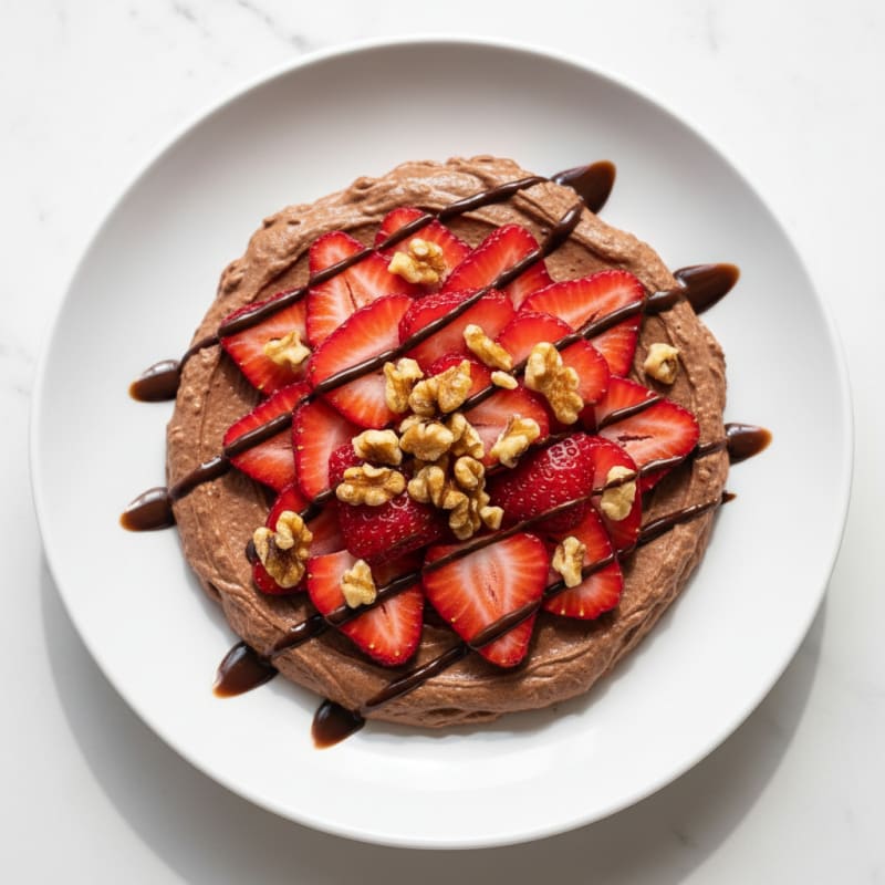 Creamy Chocolate Protein Pudding with Sliced Strawberries