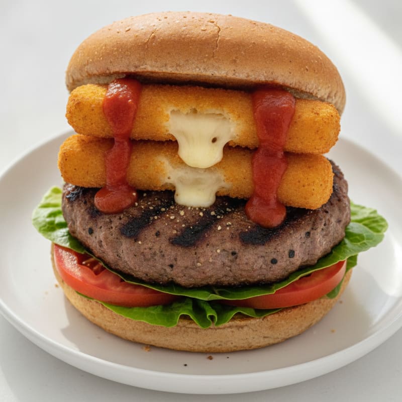 Mozzarella Stick Beef Burger
