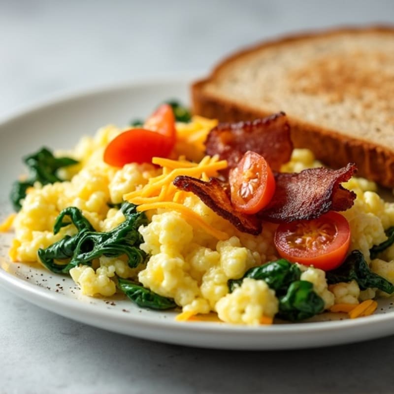 Egg White Scramble with Spinach and Turkey Bacon