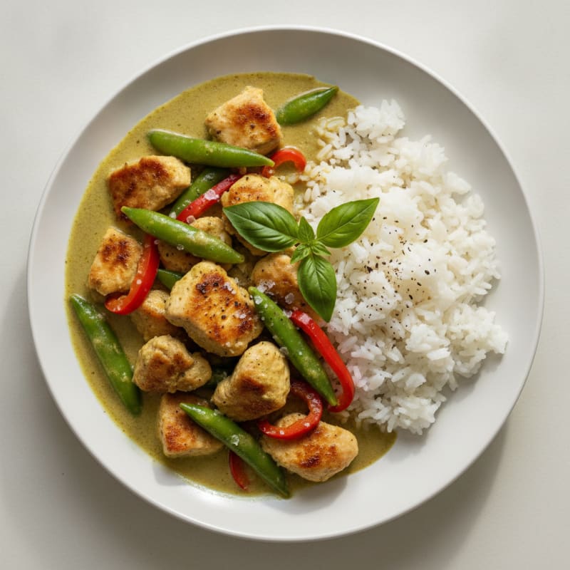 Green Curry Chicken with Coconut Rice