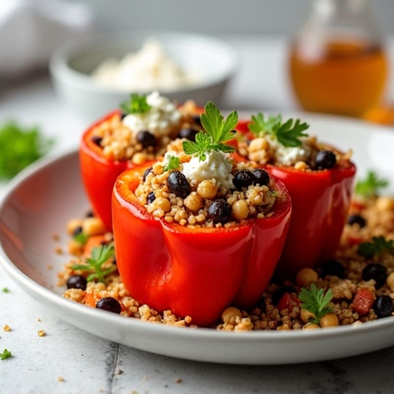 Tender Zesty Quinoa Stuffed Roasted Bell Peppers