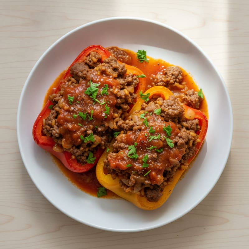 Beef and Rice Stuffed Bell Peppers