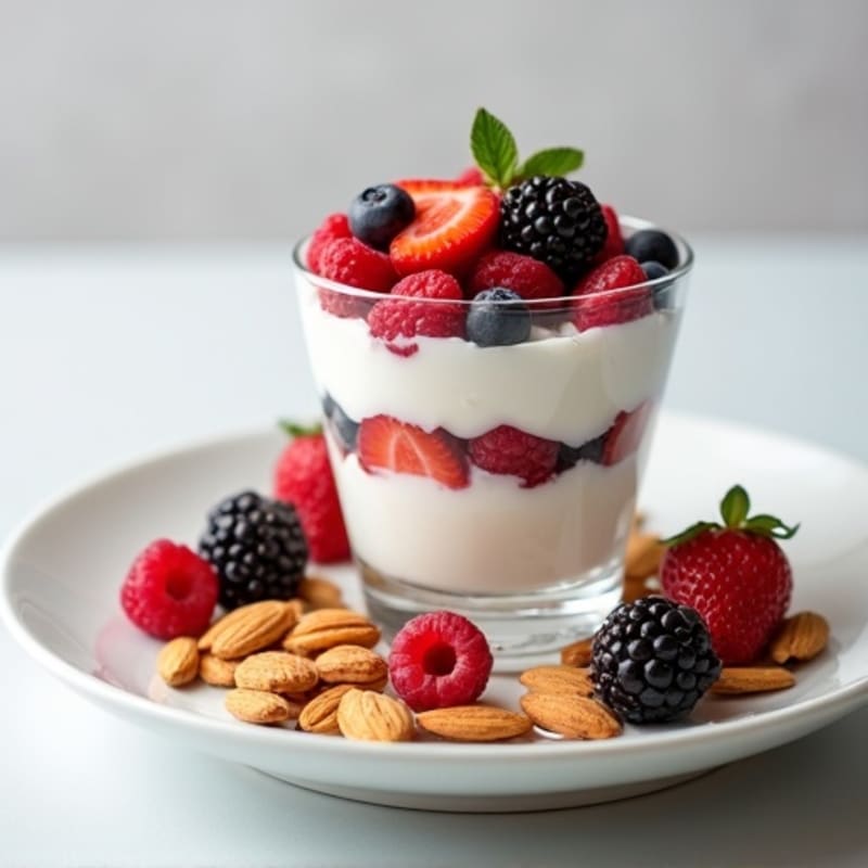 Greek Yogurt Protein Parfait with Berries and Almonds