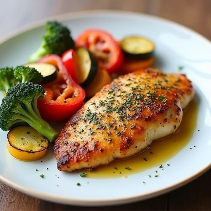 Herb-Crusted Pan Seared Chicken with Roasted Vegetables