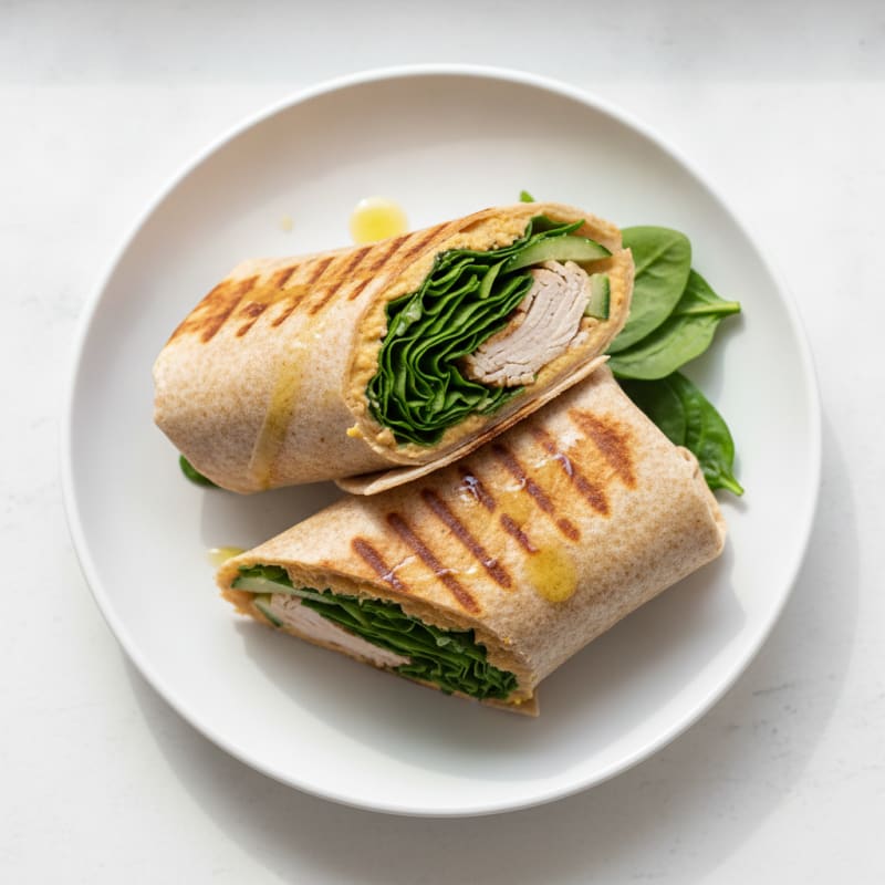 Grilled Turkey and Spinach Wrap with Hummus