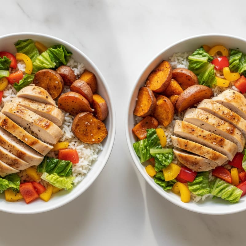Roasted Sweet Potato and Chicken Power Bowls