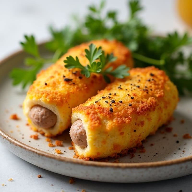 Crispy Baked Chicken Sausage with Savory Cornmeal Crust