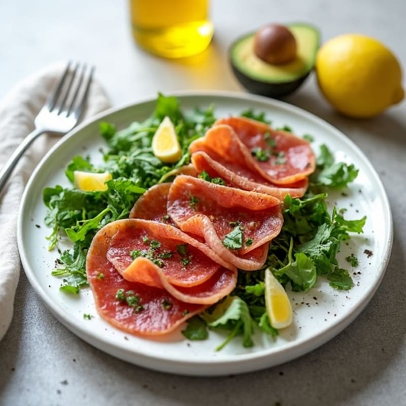 Silky Bresaola with Fresh Arugula and Lemon-Herb Vinaigrette