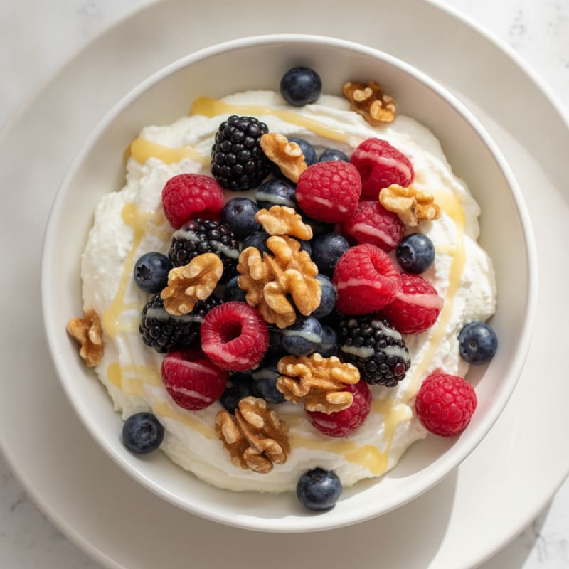 Greek Yogurt Protein Mousse with Mixed Berries