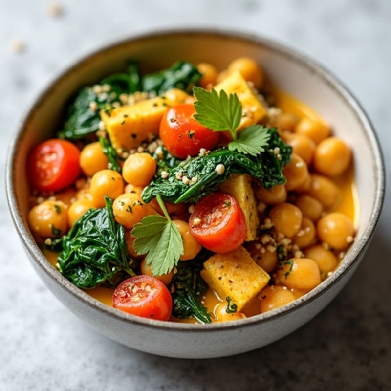 Creamy Coconut Chickpea and Spinach Curry Bowl