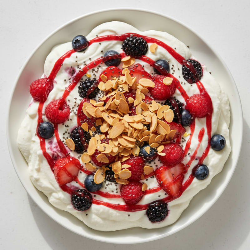 Greek Yogurt Protein Mousse with Mixed Berries