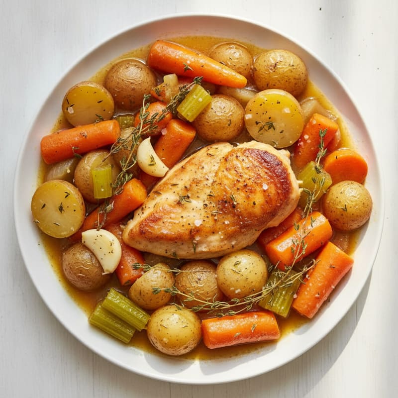 Slow Cooker Herb-Roasted Chicken and Root Vegetables