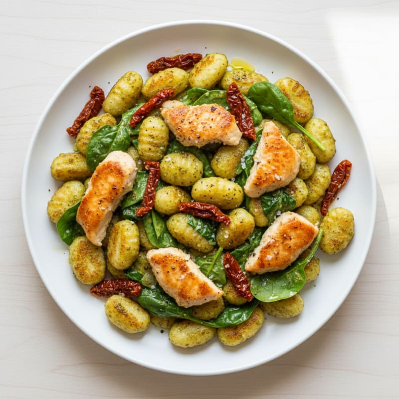 Creamy Pesto Gnocchi with Sun-Dried Tomatoes