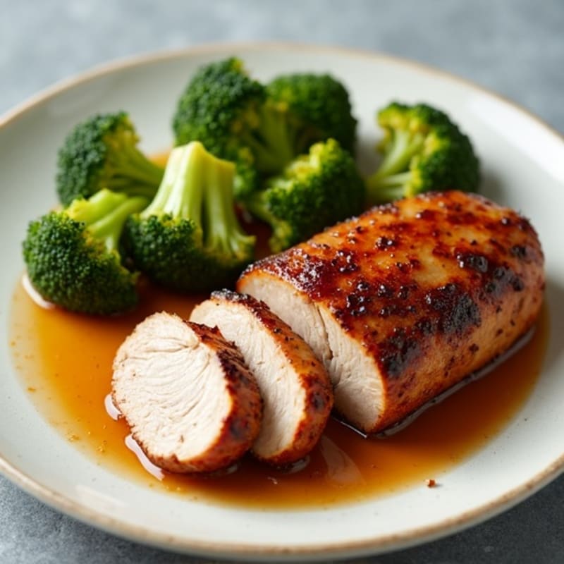 Roasted Pork with Sweet and Savory Glaze and Crispy Roasted Broccoli