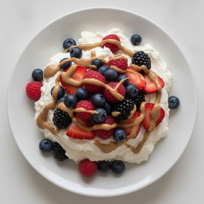 Greek Yogurt Protein Mousse with Mixed Berries