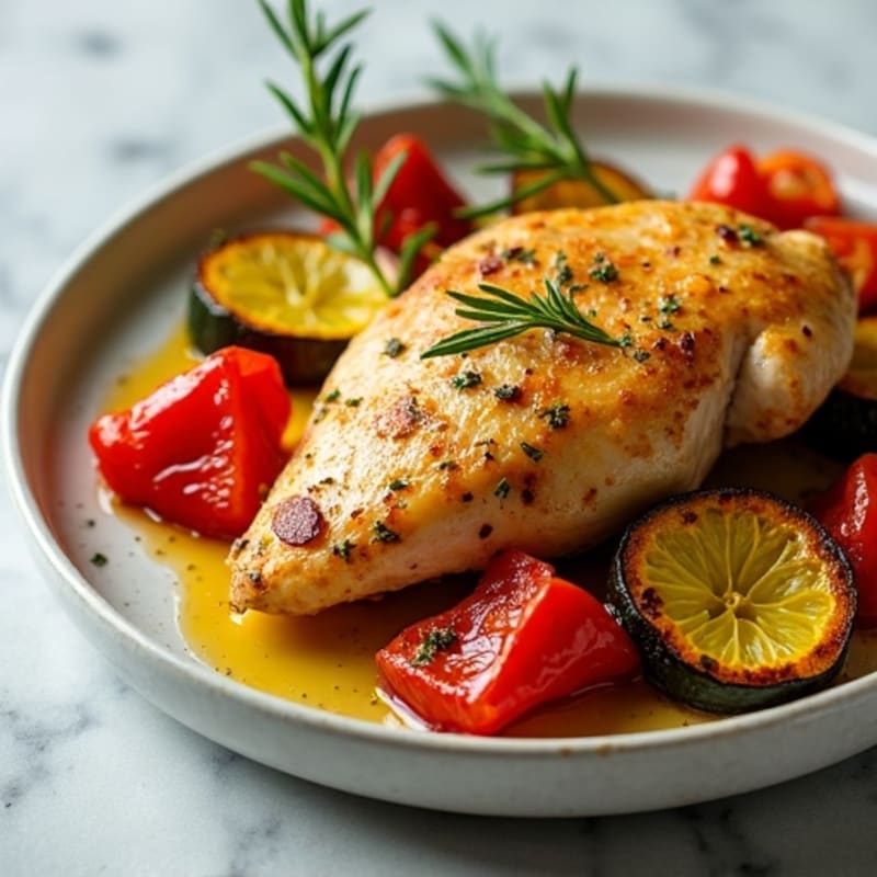 Lemon Herb Roasted Chicken with Crispy Roasted Vegetables
