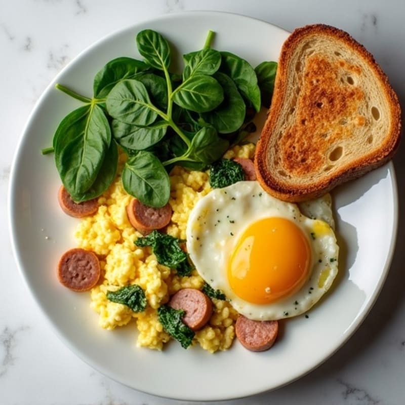 Egg White and Turkey Sausage Scramble with Spinach
