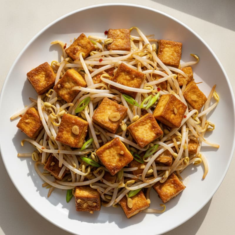Ginger-Tamari Tofu and Bean Sprout Stir-Fry