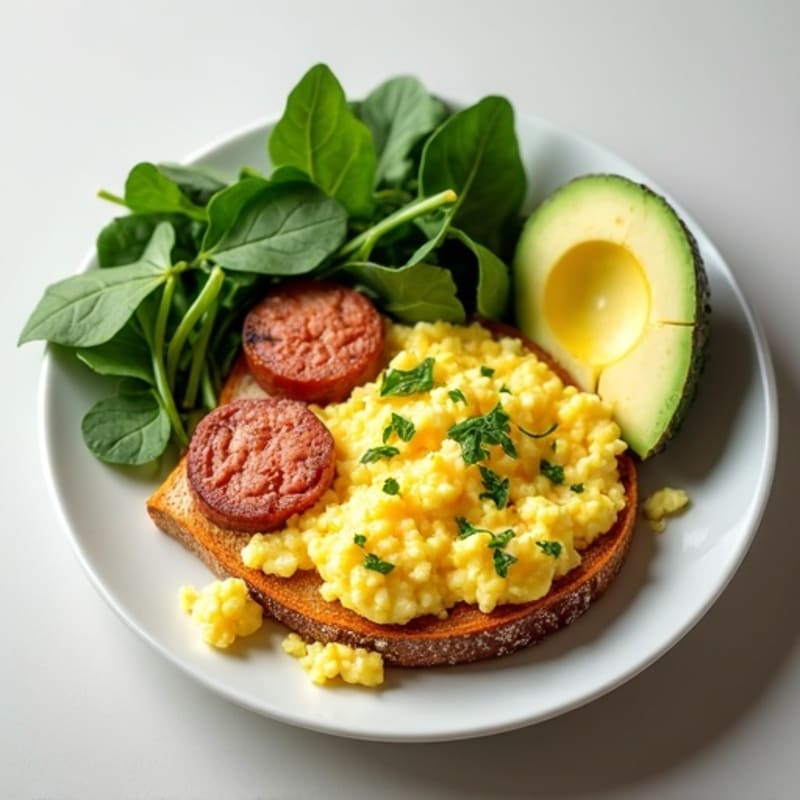 Egg White Scramble with Spinach and Turkey Sausage