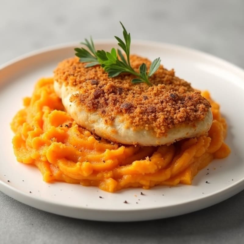 Crispy Baked Chicken with Creamy Mashed Sweet Potatoes