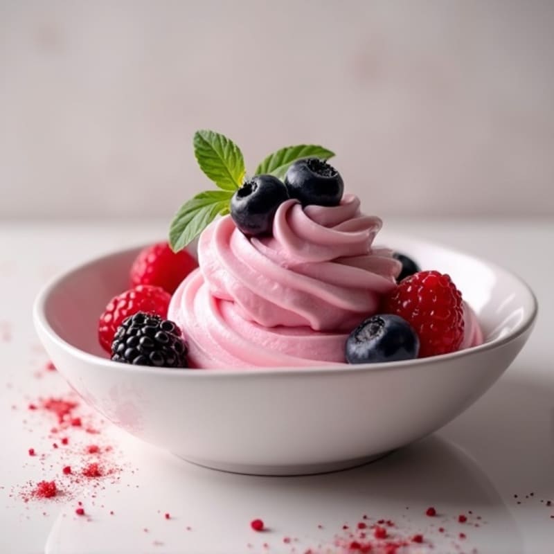 Greek Yogurt Protein Mousse with Mixed Berries