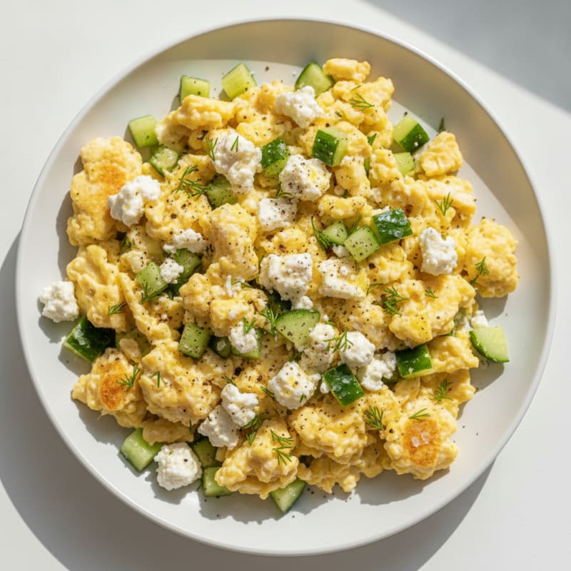 Feta and Cucumber Scrambled Eggs