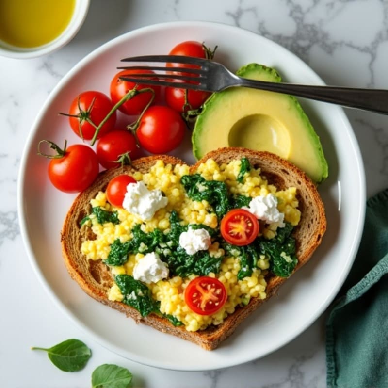 Egg White and Spinach Scramble with Cottage Cheese and Cherry Tomatoes