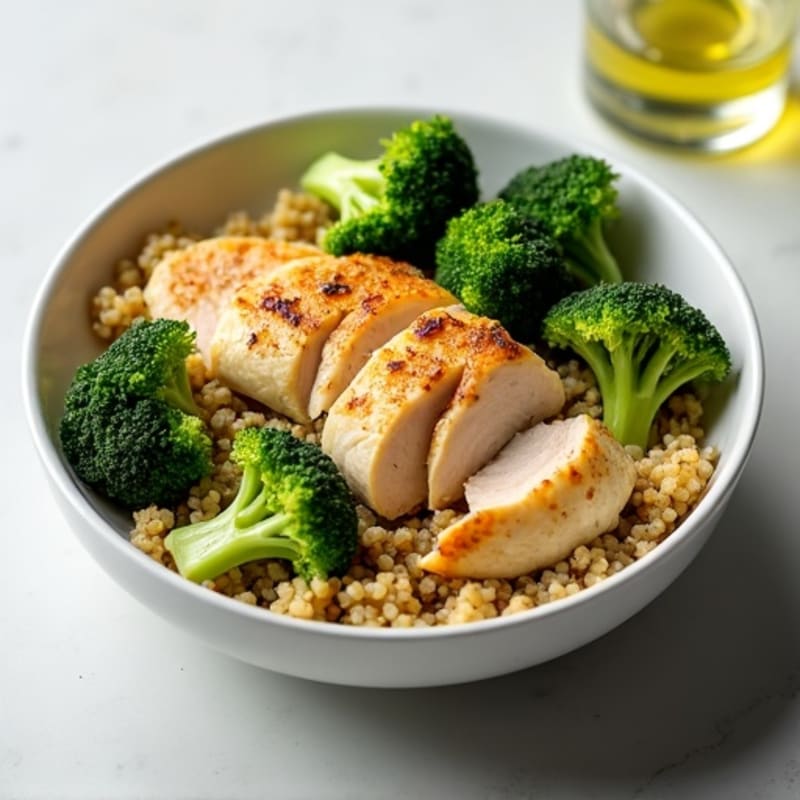 Grilled Chicken and Quinoa Bowl with Roasted Broccoli
