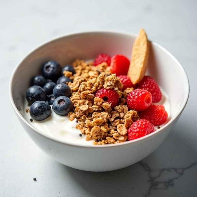 Creamy Greek Yogurt Bowl with Fresh Berries and Crunchy Granola