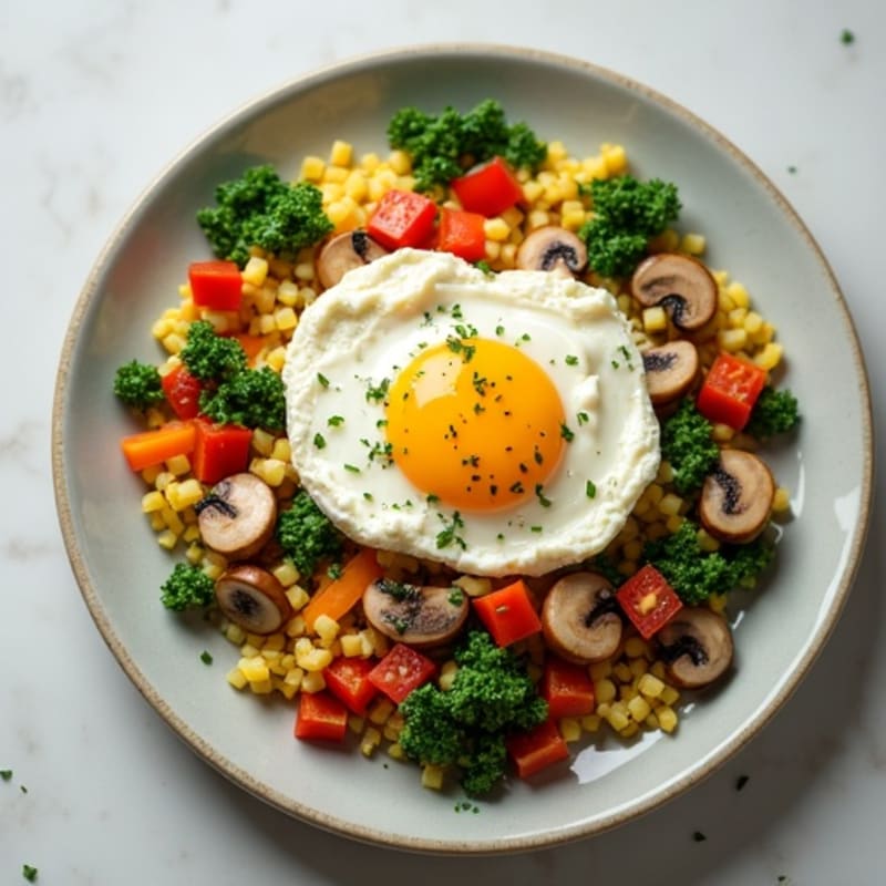 Egg White Veggie Scramble with Cottage Cheese