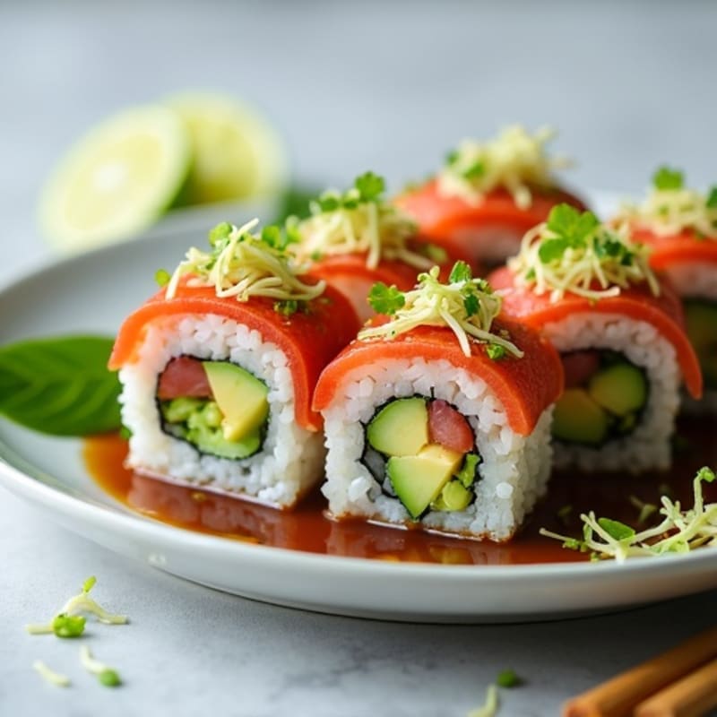 Fresh Tuna and Avocado Roll with Cucumber Crunch