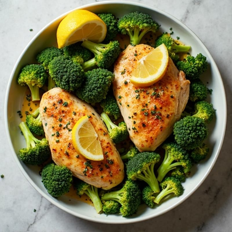 Sheet Pan Lemon-Herb Chicken and Crispy Broccoli