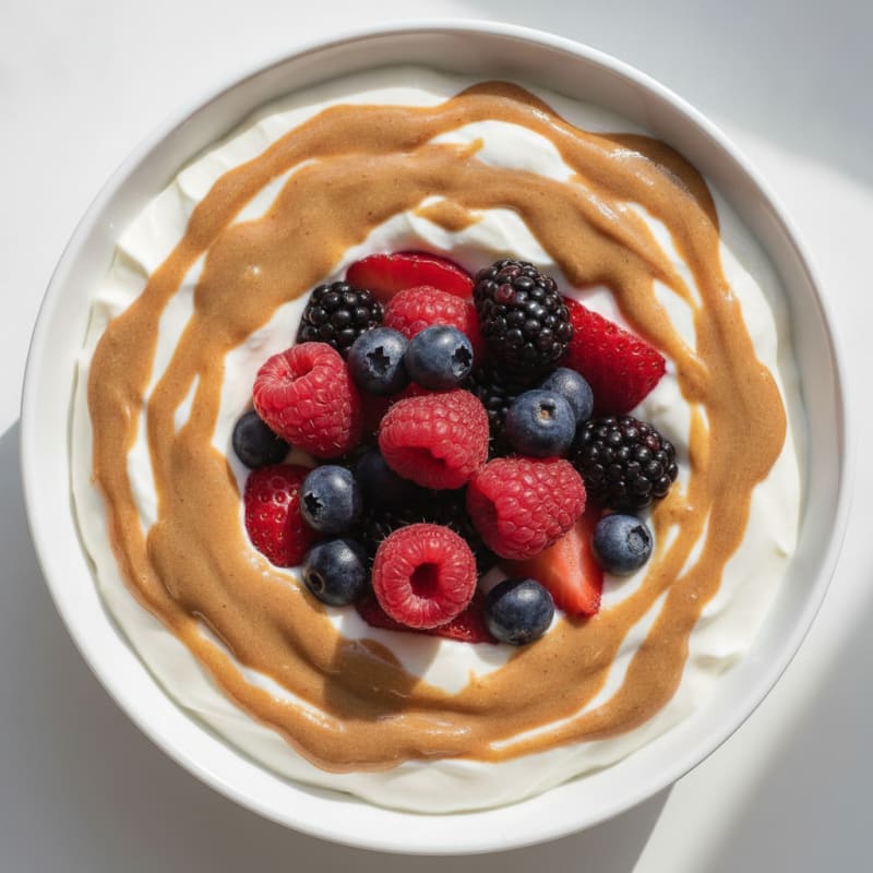 Greek Yogurt Protein Bowl with Mixed Berries and Almond Butter