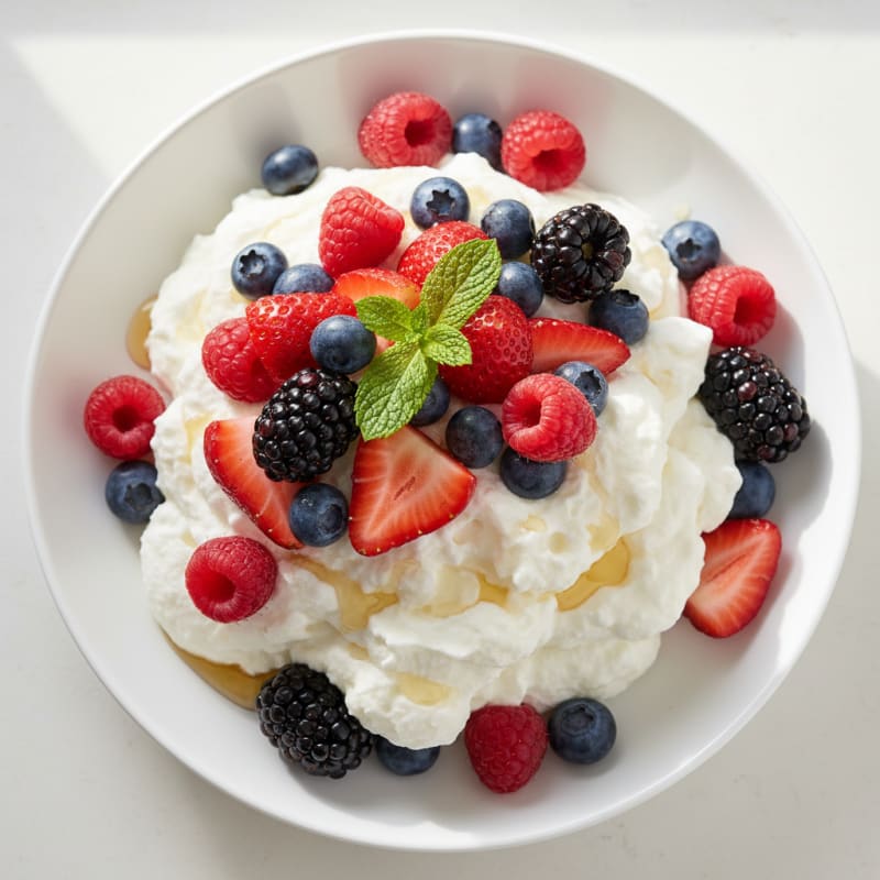 Greek Yogurt Protein Mousse with Mixed Berries