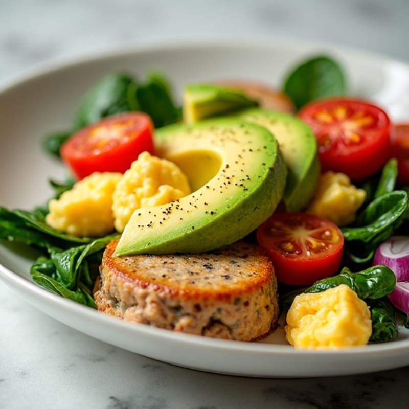 Egg White and Turkey Sausage Scramble with Spinach and Avocado