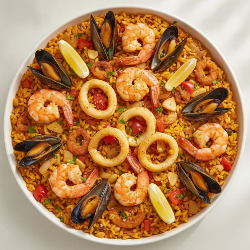 Spanish Seafood Paella with Saffron Rice
