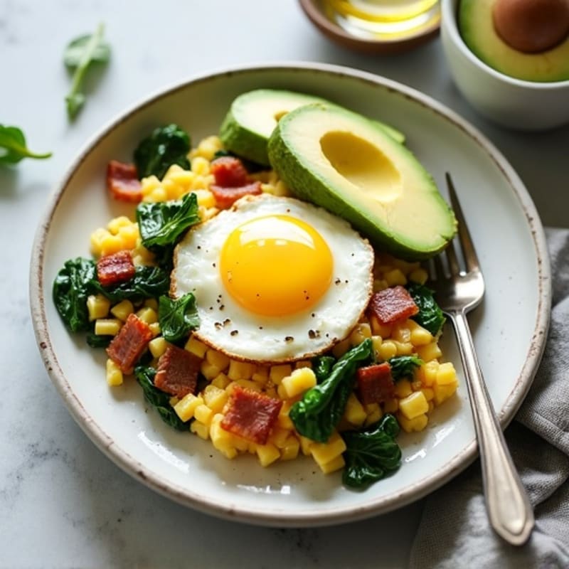 Egg White Scramble with Spinach and Turkey Bacon