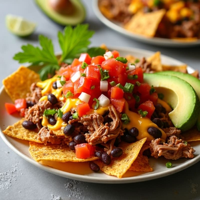 Lean Pulled Pork Loaded Sheet Pan Nachos
