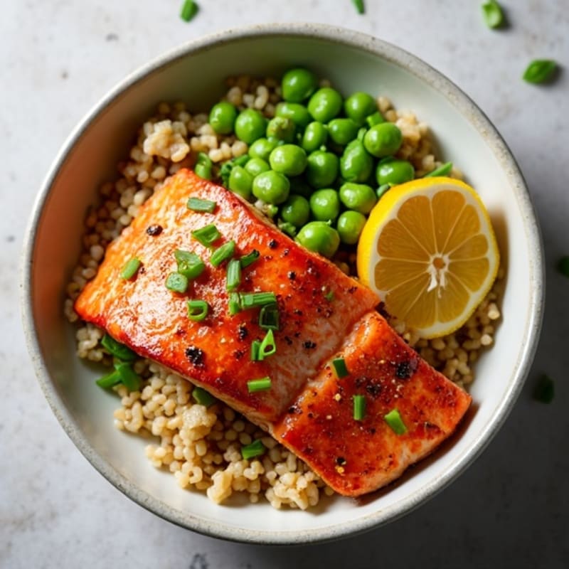 Crispy Pan-Seared Salmon with Ginger-Sesame Brown Rice Bowl