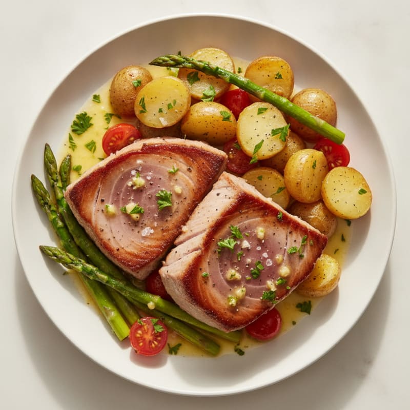 Pan-Seared Tuna with Lemon-Herb Sauce