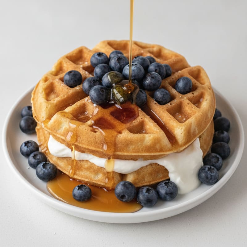 Classic Buttermilk Waffles with Maple Syrup