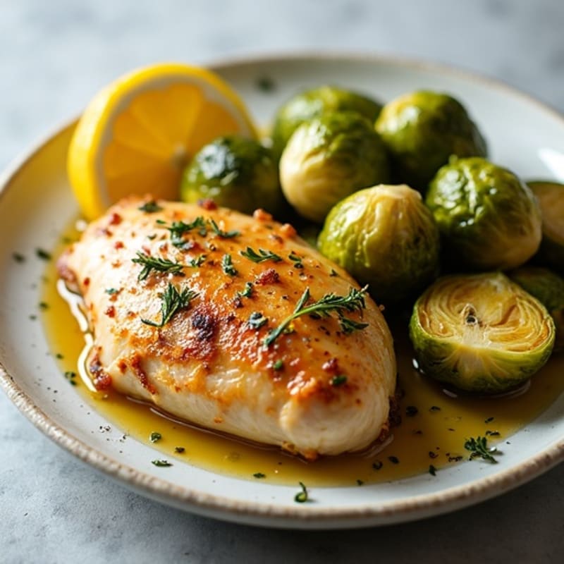 Lemon Herb Roasted Chicken with Crispy Brussels Sprouts
