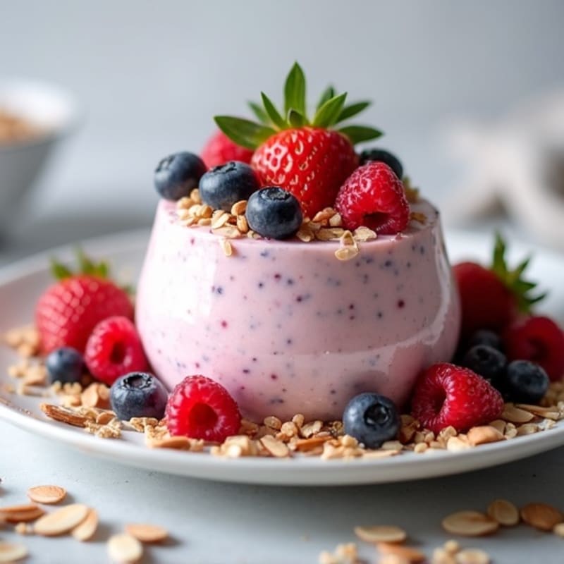 Silky Greek Yogurt Protein Mousse with Mixed Berries