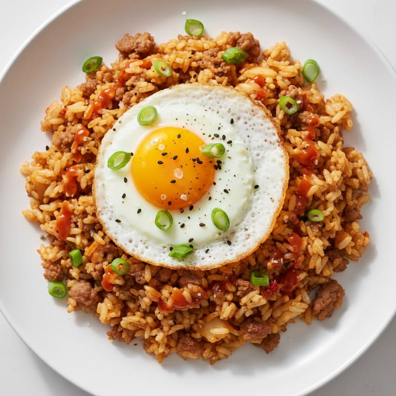 Crispy Kimchi Fried Rice with Pork