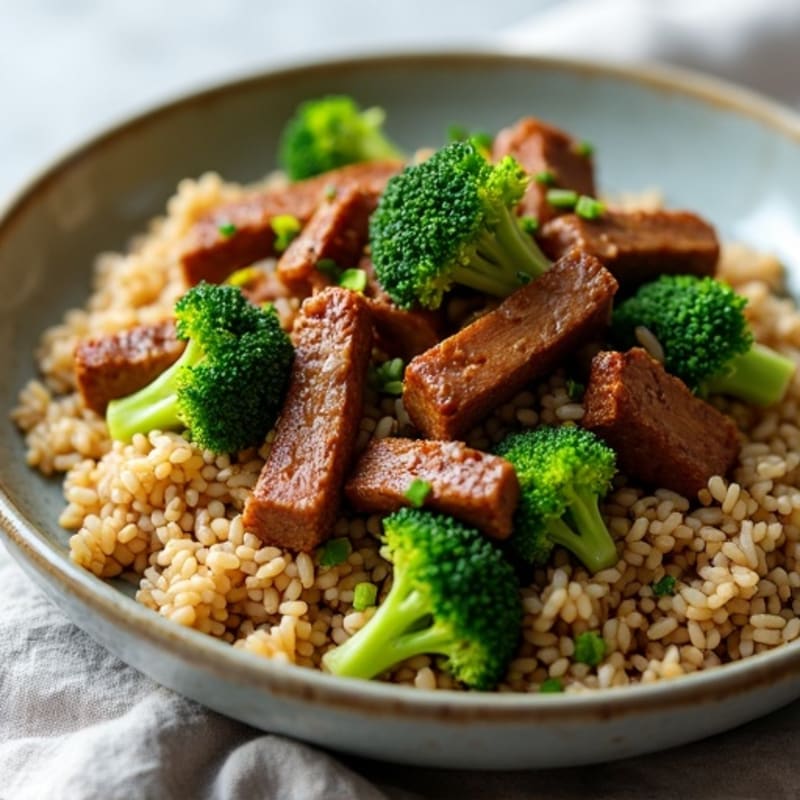 Tender Beef & Crispy Broccoli Stir-Fry with Brown Rice
