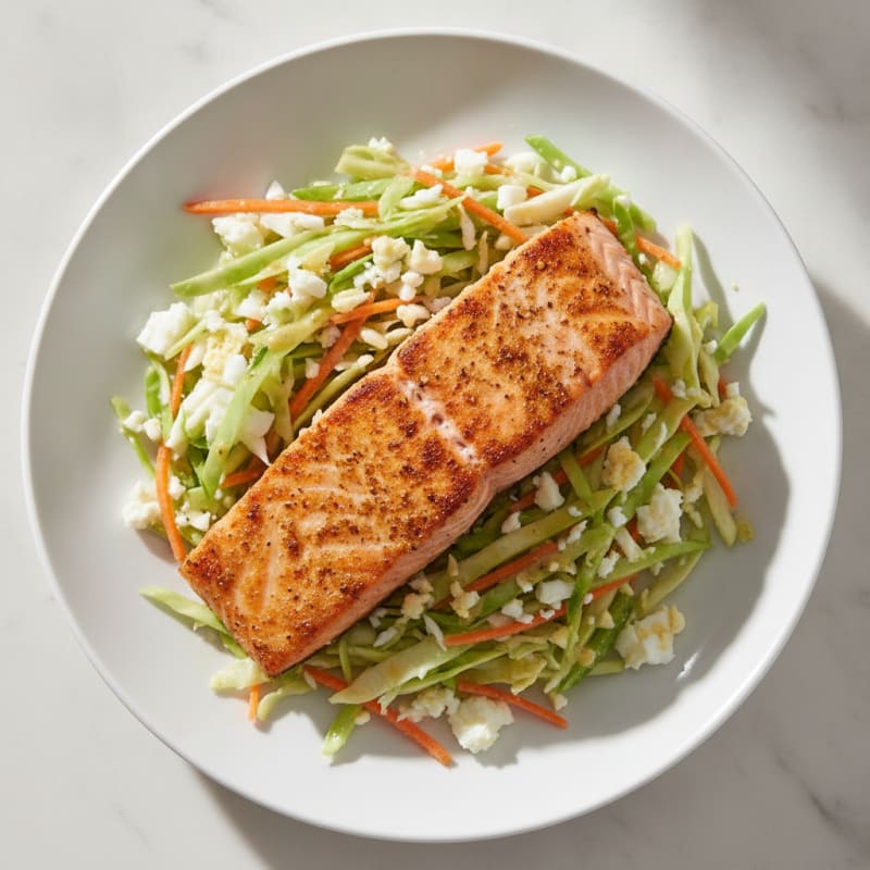 Grilled Salmon with Crunchy Cabbage Slaw