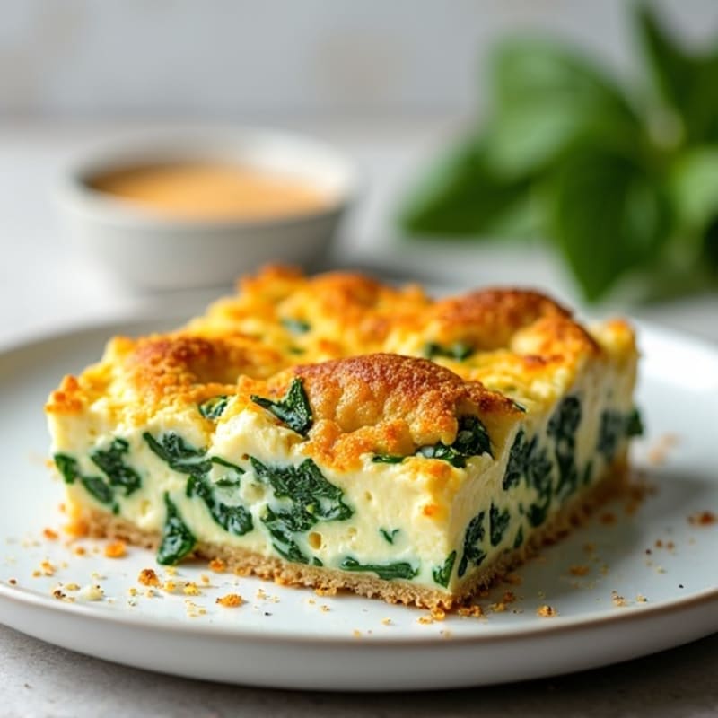 Creamy Cottage Cheese and Spinach Bake with Crispy Almond Crust